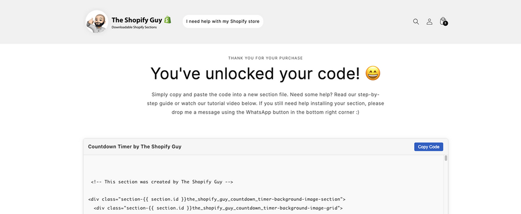 Countdown timer shopify section
