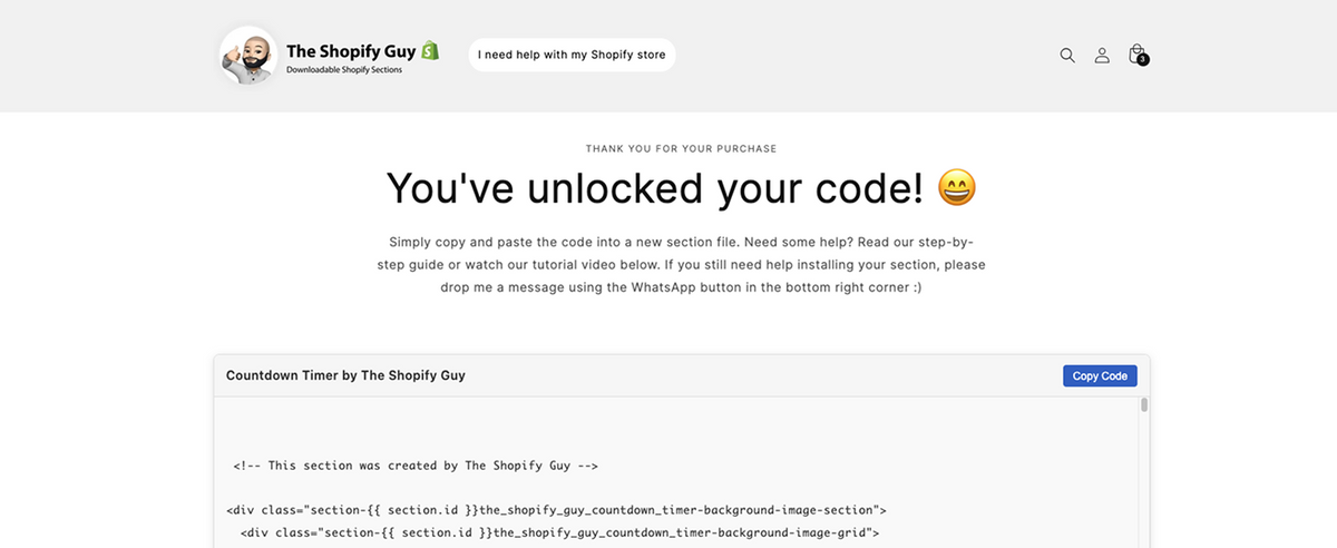 Countdown timer shopify section